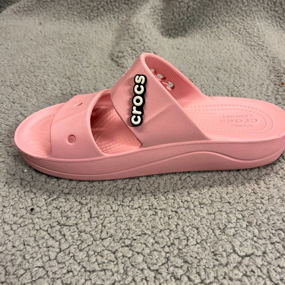 CROCS Baya Platform Slide Sandals Womens 9 Bubblegum Pink Two Strap